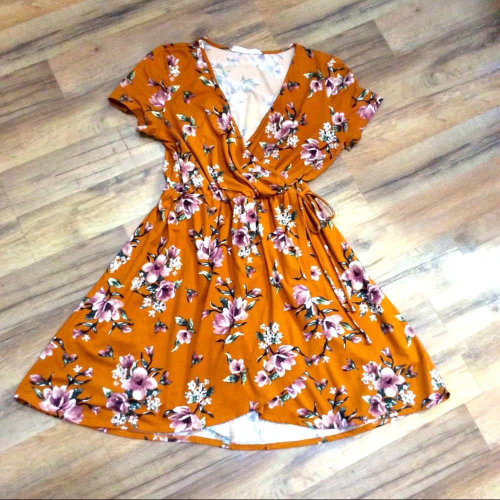 Love Fast Live Hard Floral Faux Wrap Dress